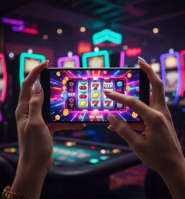 Kvinna som spelar på ett tryggt och snyggt onlinecasino anpassat för kvinnor