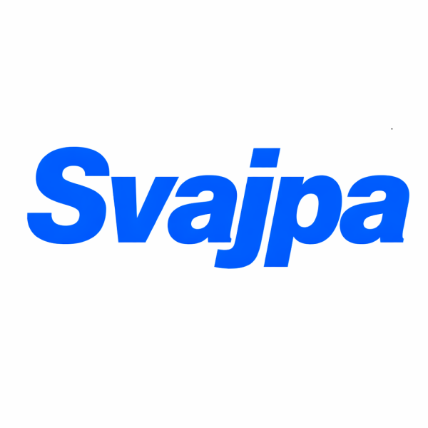 Reklambanner för Svajpa casino med blå bakgrund, ett vertikalt format för mobilvänligt spel.