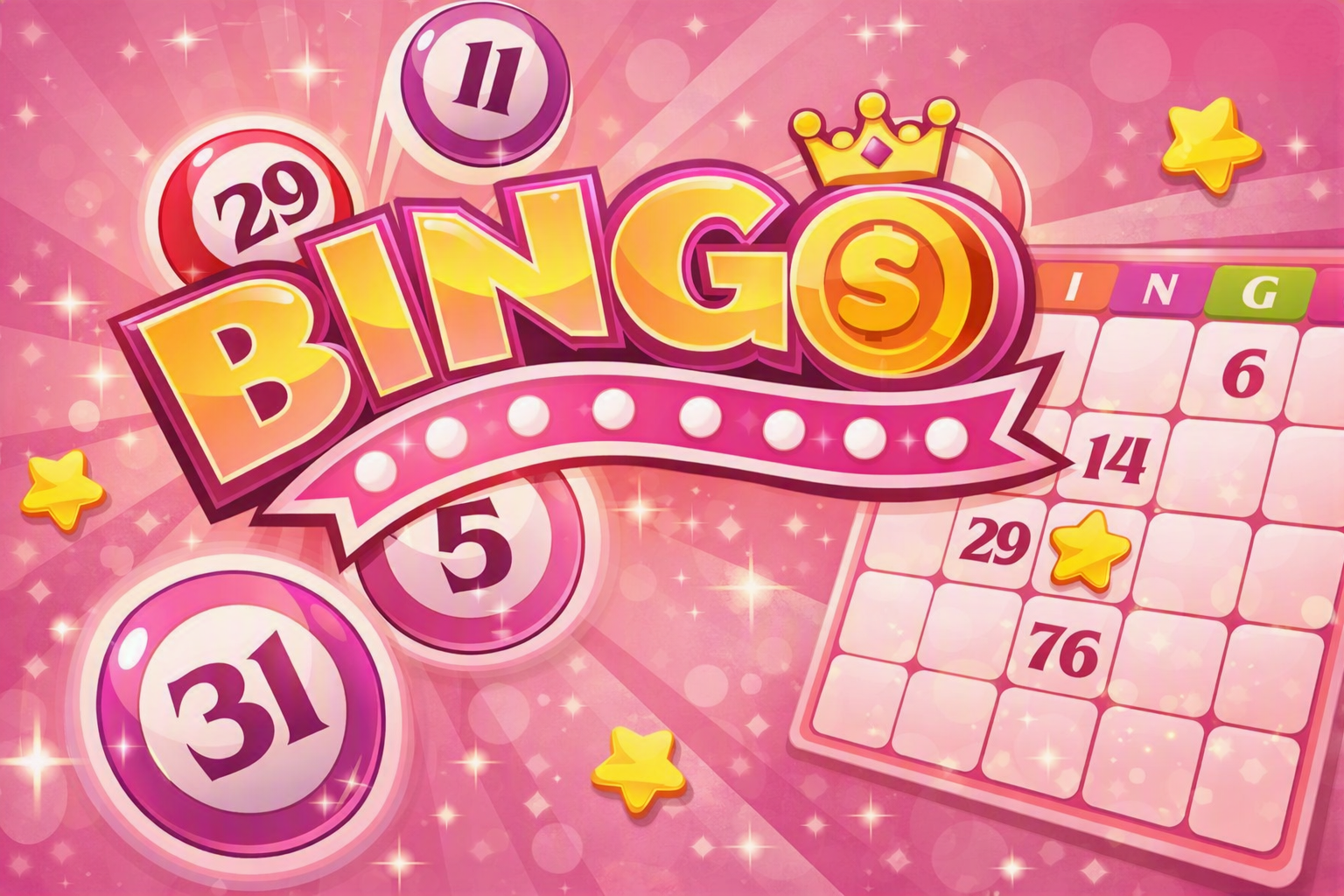 Bild på en bingobricka i rosa toner.